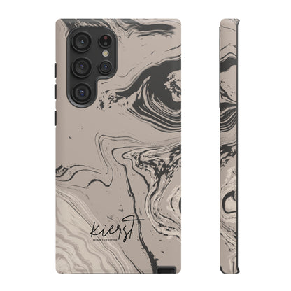 Cream, Grey, and Taupe Marble Samsung Galaxy Phone Case | Rich Swirls, Neutral Motion