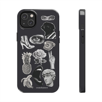 Black & White Vintage Sticker Design iPhone Case