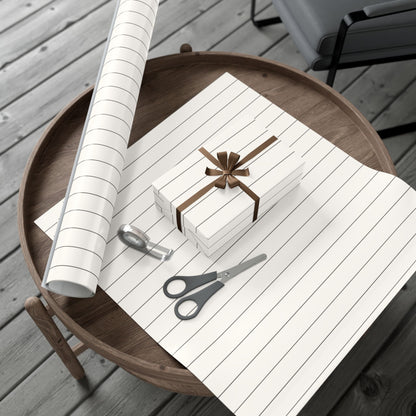 Cream With Grey Pinstripe Gift Wrapping Paper