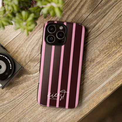 Signature Velvet Noir + Pink Stripes iPhone Case