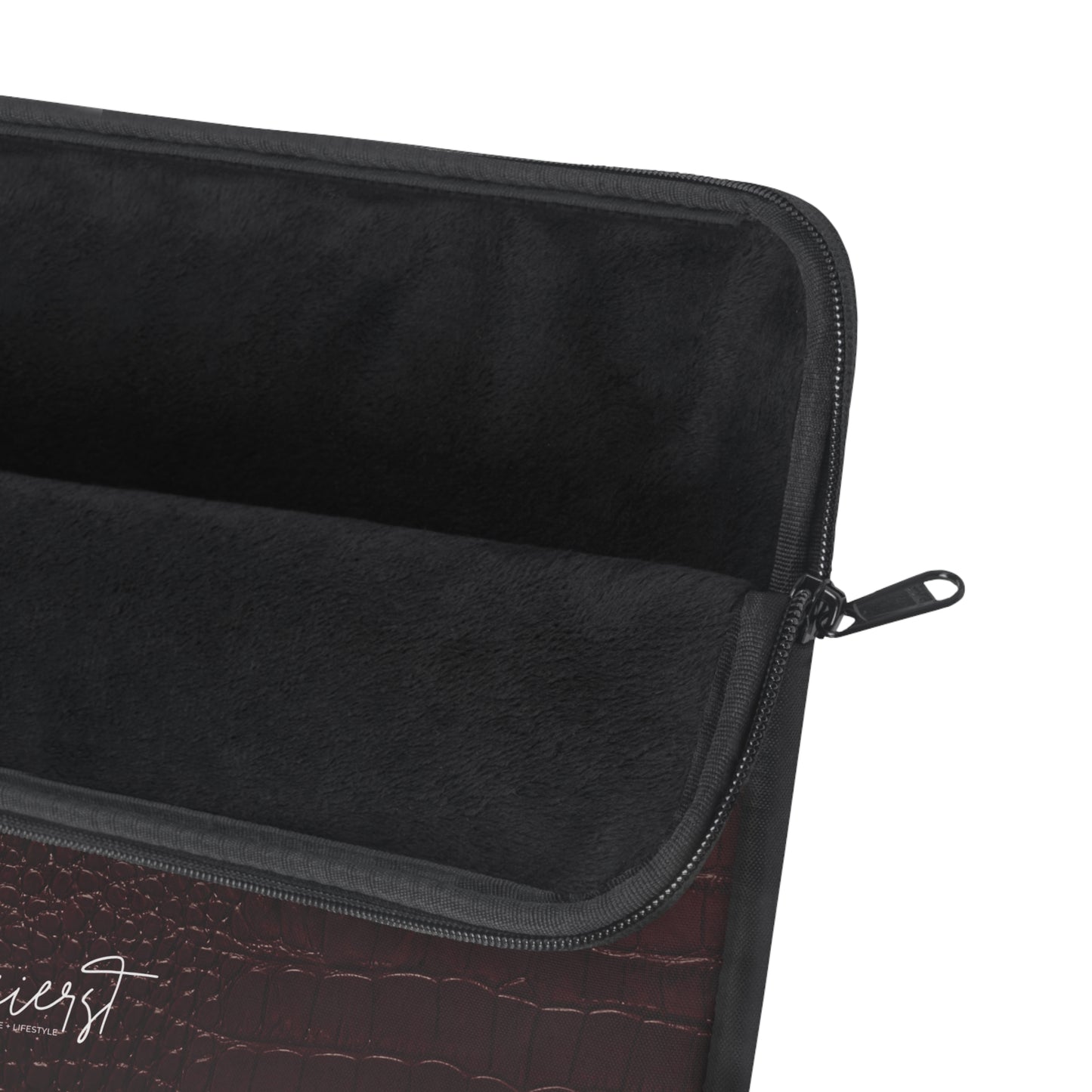 Signature Velvet Noir Crocodile Print Laptop Sleeve