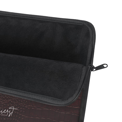 Signature Velvet Noir Crocodile Print Laptop Sleeve