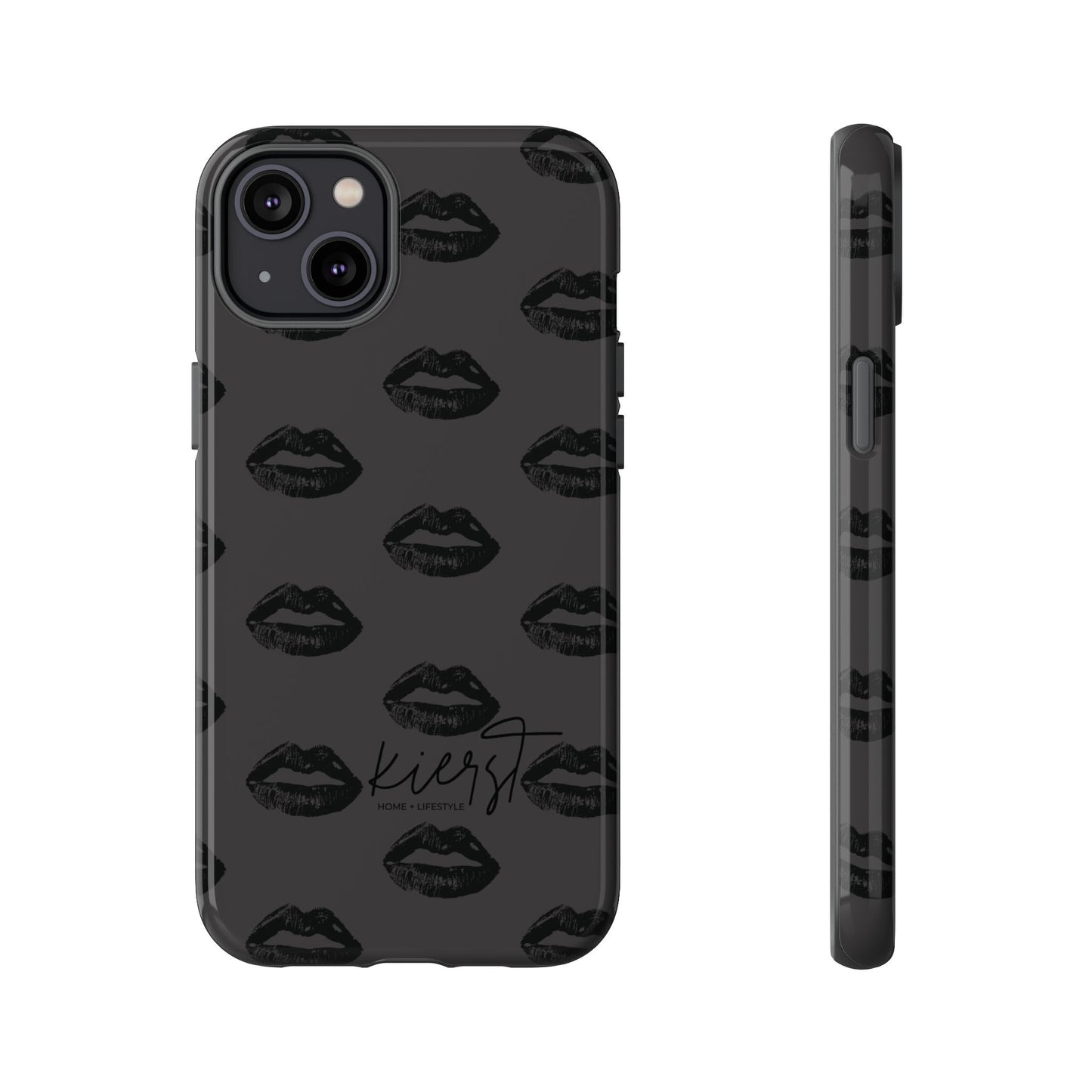 Black Lips on Charcoal iPhone Case