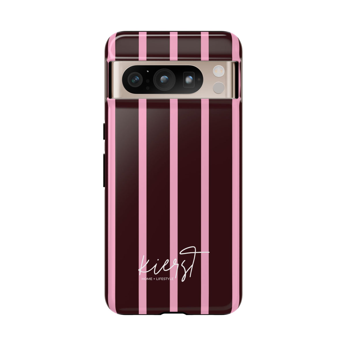 Signature Velvet Noir + Pink Stripes Google Pixel Phone Case