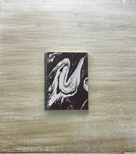 Cream Marble on Signature Velvet Noir Notebook