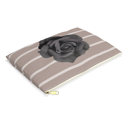 Cream and Brown with Black Rose Accessory Pouch