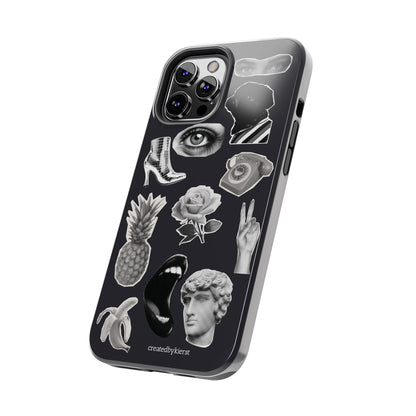 Black & White Vintage Sticker Design iPhone Case