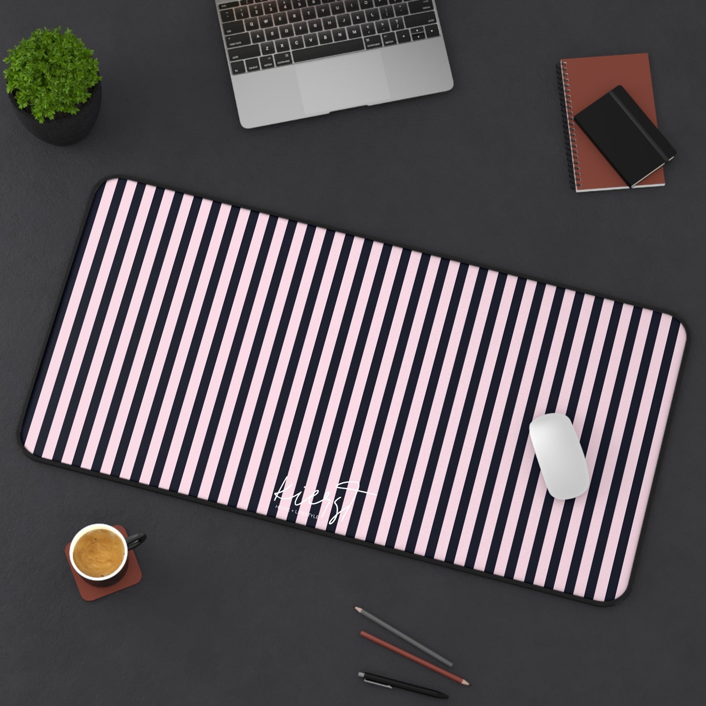 Signature Pink + Signature Storm Striped Desk Mat