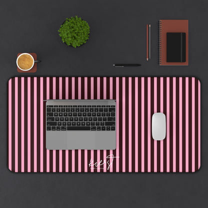 Signature Velvet Noir + Pink Stripes Desk Mat