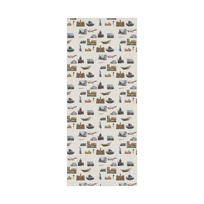Stamped in Time Gift Wrapping Paper – Vintage Architecture & Travel Collage on Bone