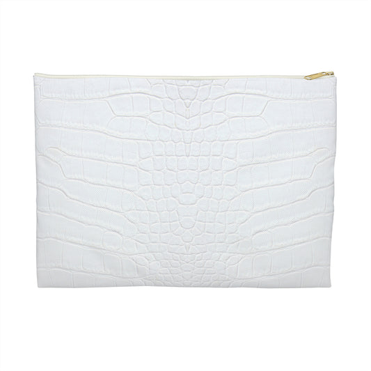 White Alligator Print Accessory Pouch | Subtle Texture-like, Statement Style