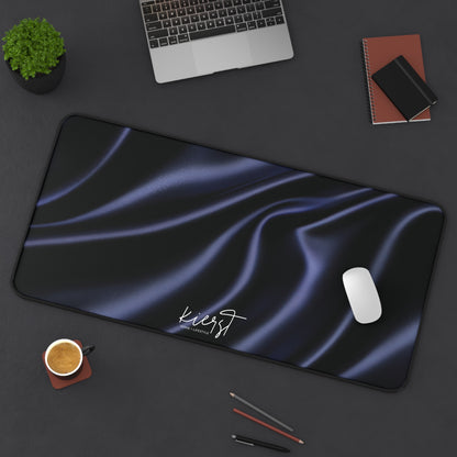 Navy Silk Print Desk Mat
