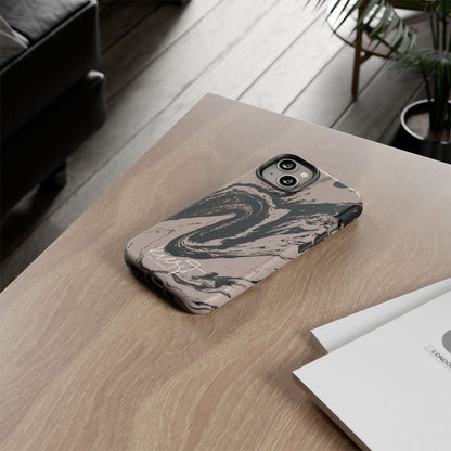 Taupe and Black Marble iPhone Case