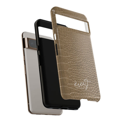 Tan Alligator Print Google Pixel Case | Warm Neutrals, Refined Style