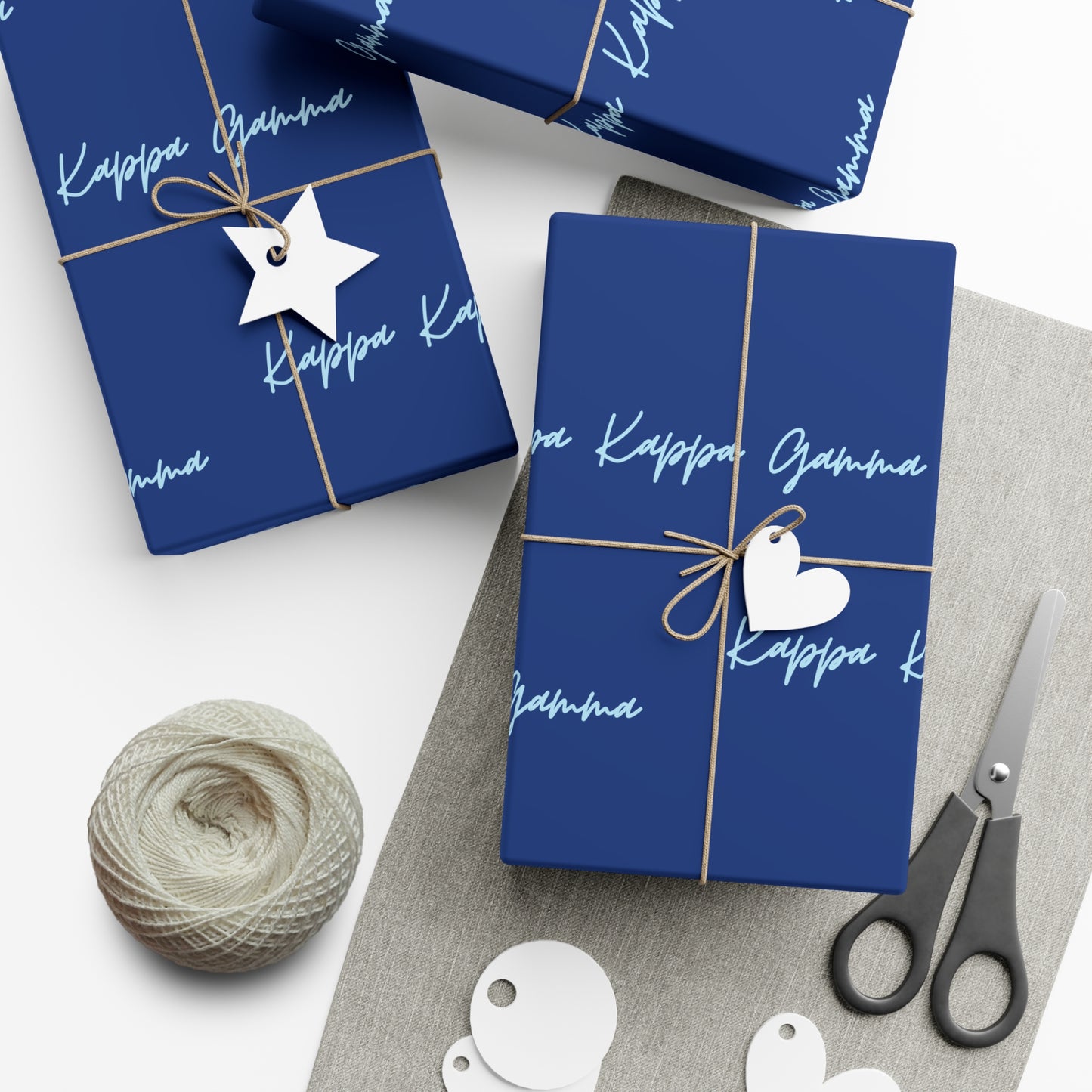 Light Blue Kappa Kappa Gamma on Dark Blue Gift Wrapping Paper