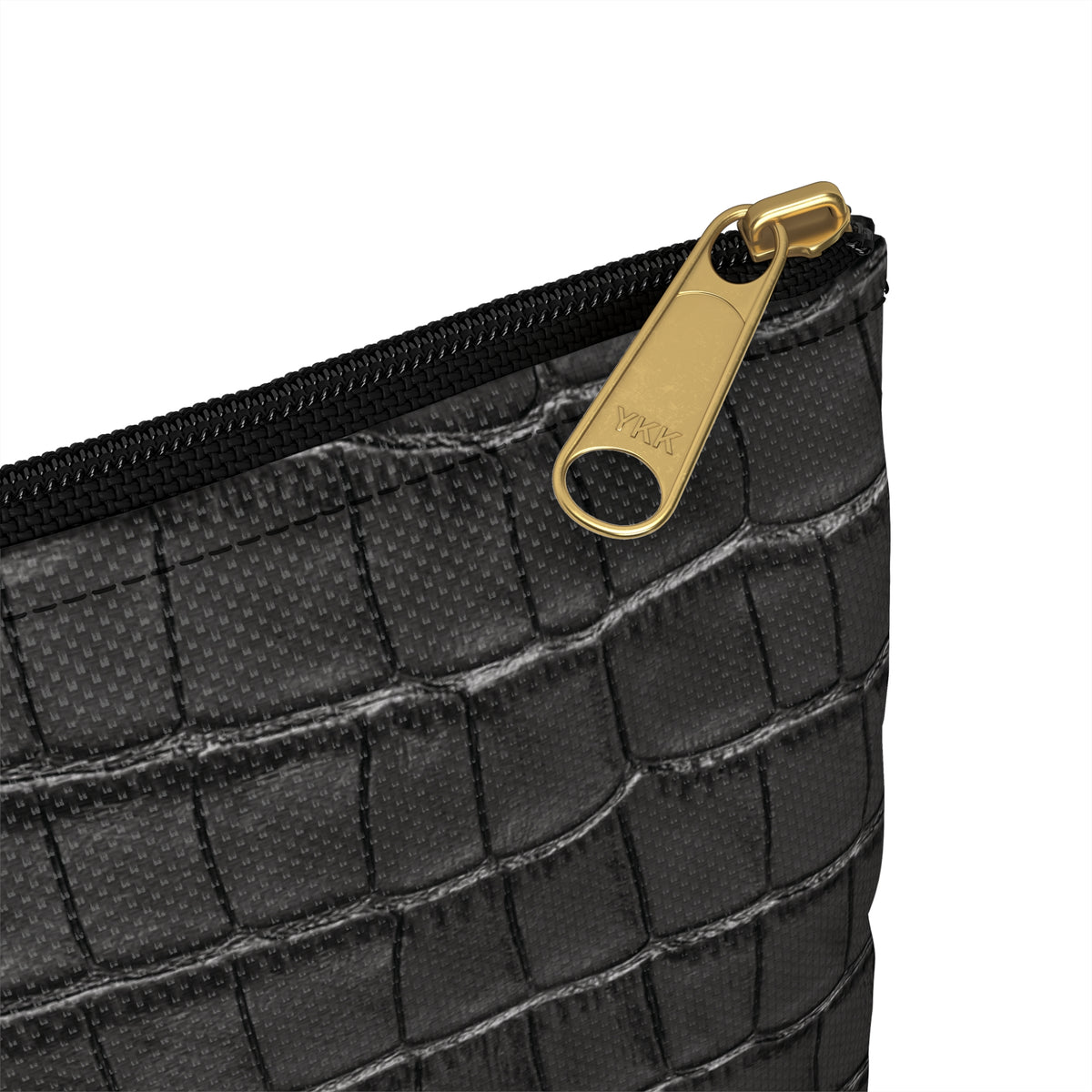 Black Crocodile Print Accessory Pouch