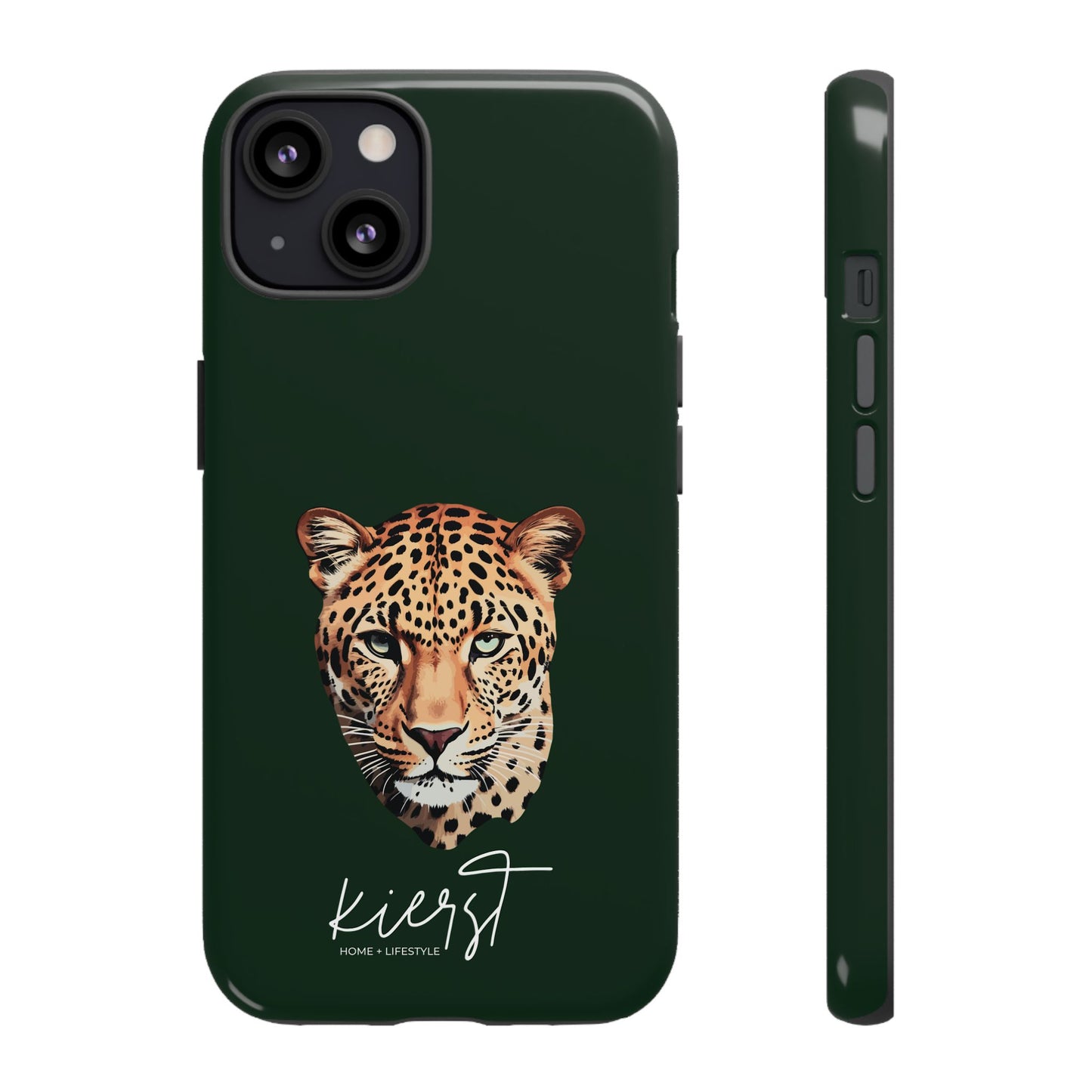 Leopard Head on Signature Midnight Pine iPhone Case | Designed to Stand Out