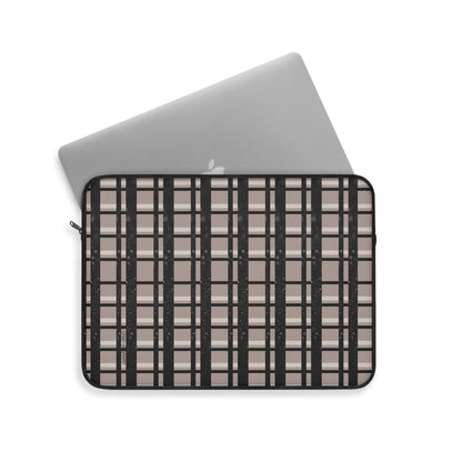 Tan, Black, Black Glitter Plaid Laptop Sleeve