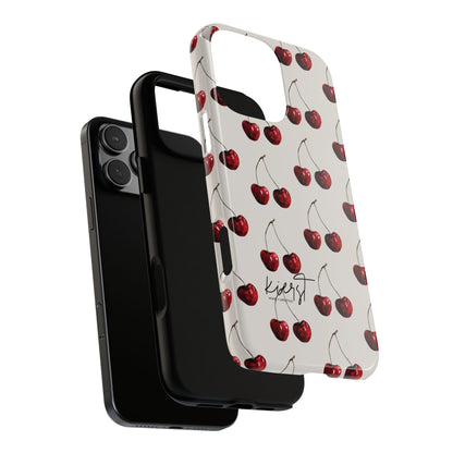 Moody Cherry Stems on White Bone iPhone Case