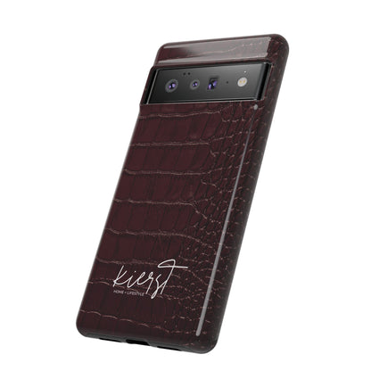 Signature Velvet Noir Crocodile Print Google Pixel Phone Case
