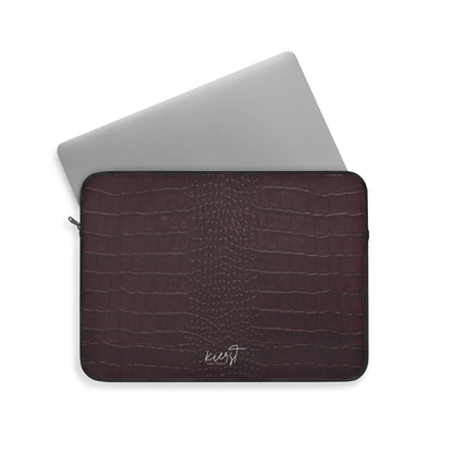 Signature Velvet Noir Crocodile Print Laptop Sleeve