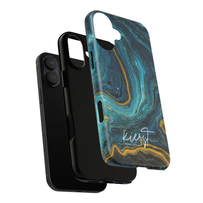Gold & Teal Marble iPhone Case | Swirled Boldness, Everyday Luxury