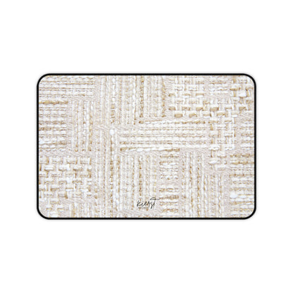Cream + Gold Tweed Print Desk Mat