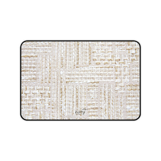 Cream + Gold Tweed Print Desk Mat