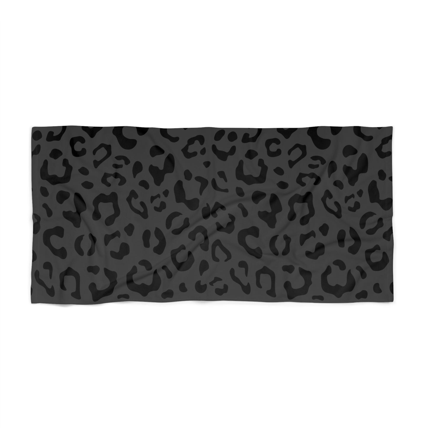 Black on Grey Leopard Beach Towel