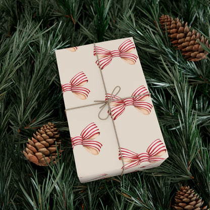 Red and Cream Bow Gift Wrapping Paper