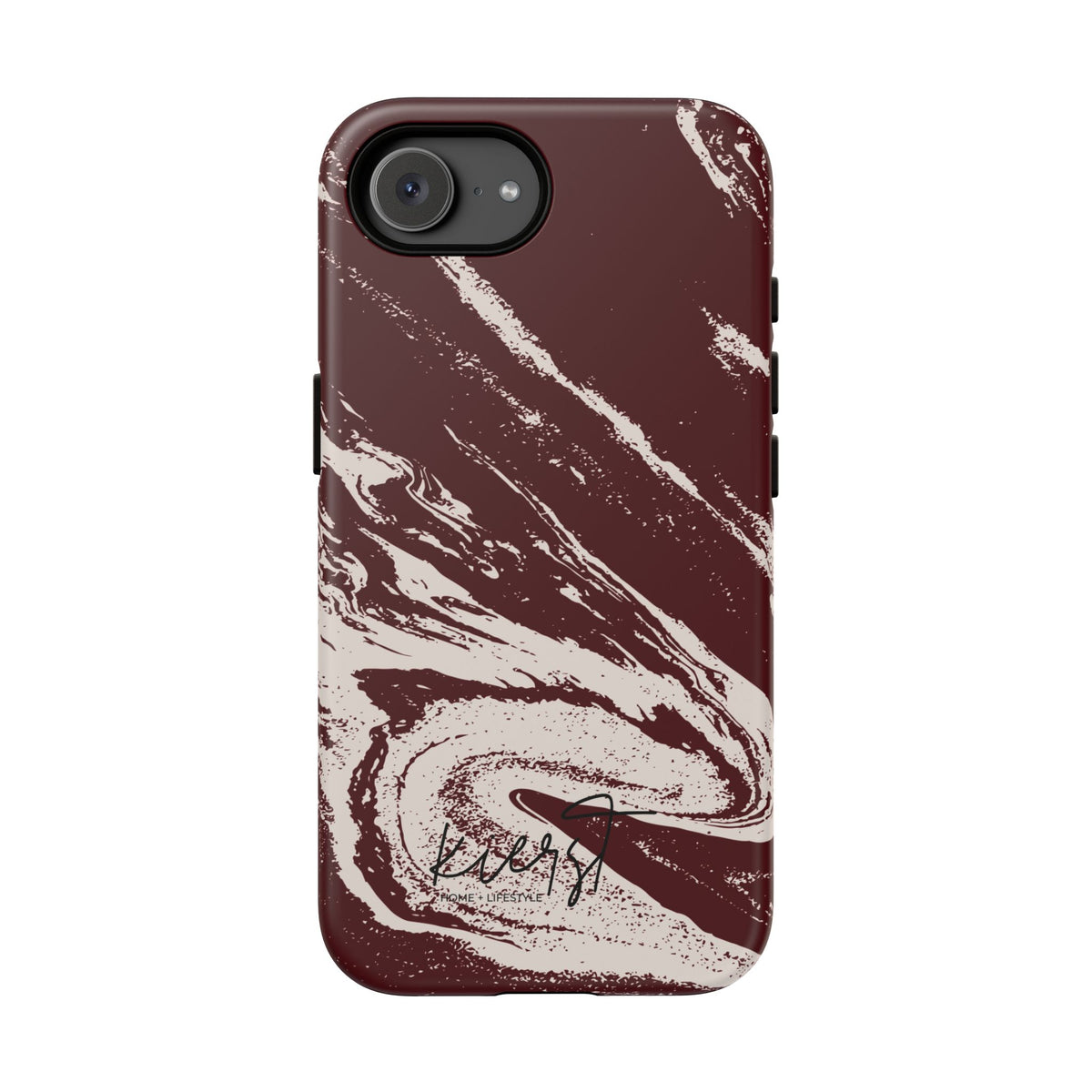 Cream Marble on Signature Velvet Noir iPhone Case