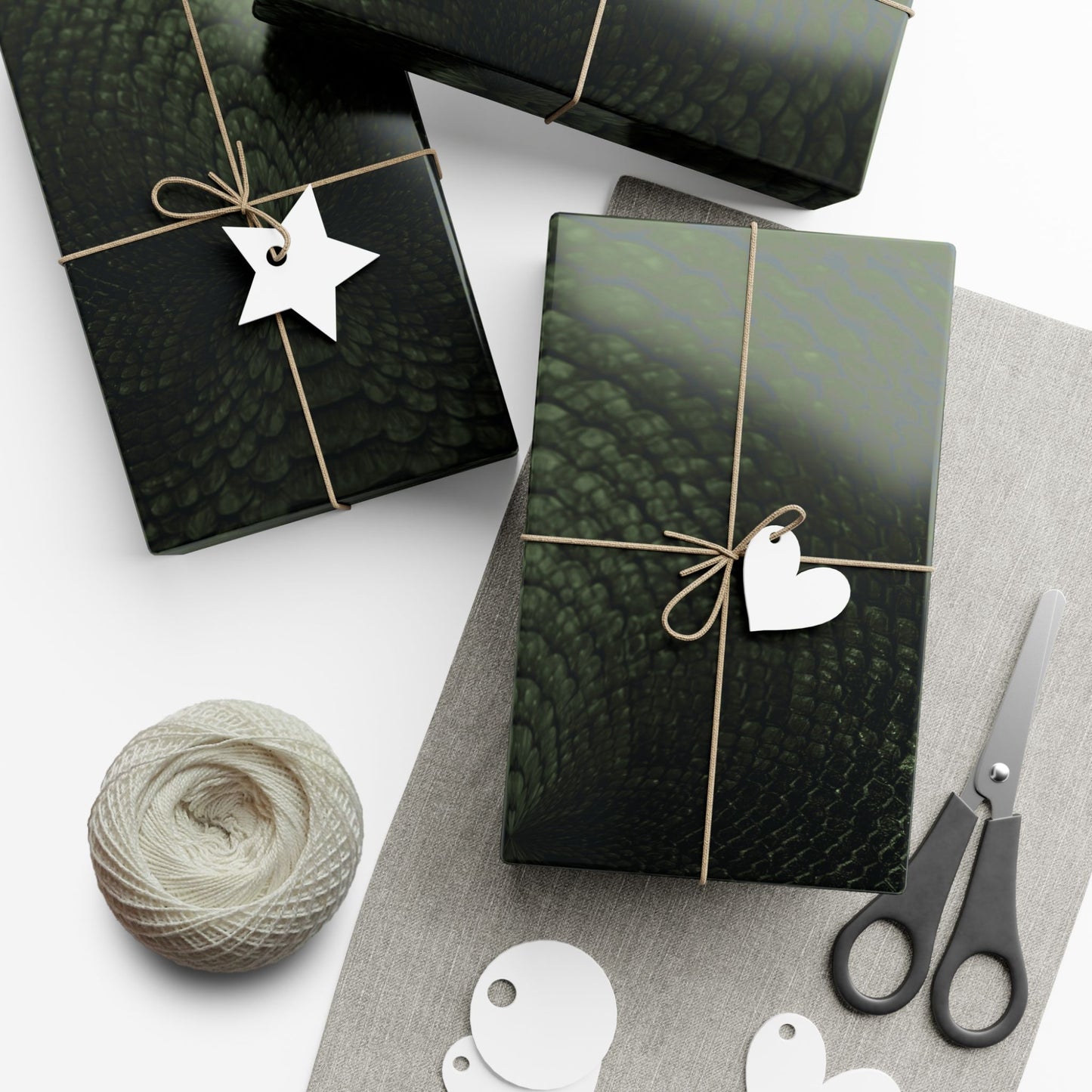 Deep Rich Green Snake Print Gift Wrapping Paper