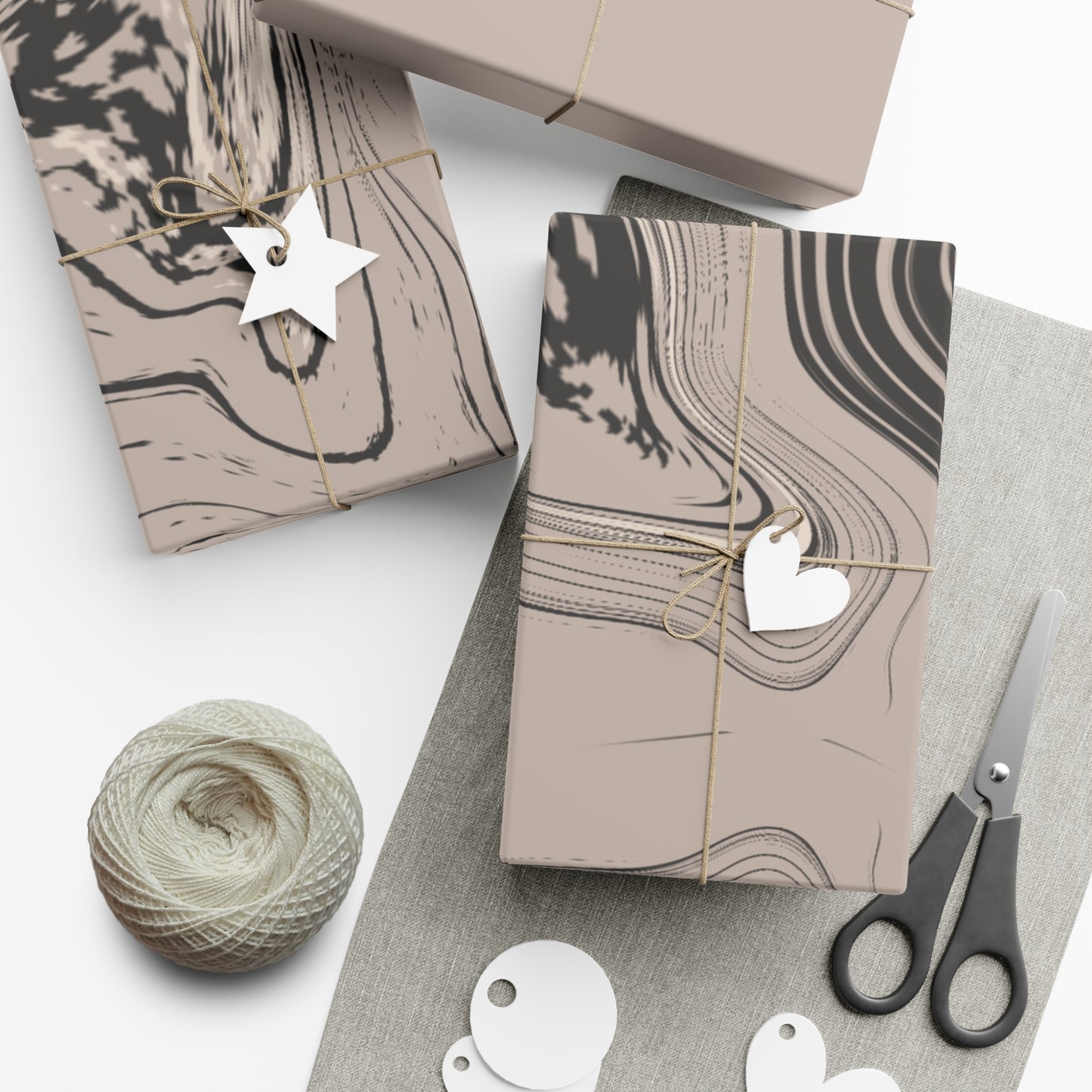 Cream, Grey, and Taupe Marble Gift Wrapping Paper