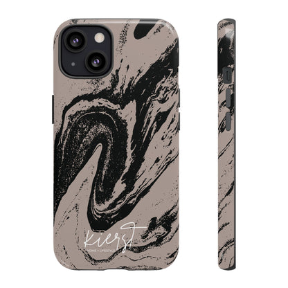 Taupe and Black Marble iPhone Case