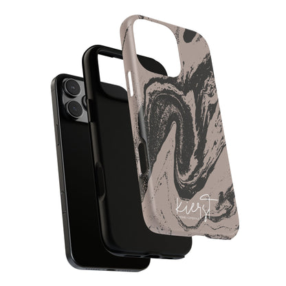 Taupe and Black Marble iPhone Case