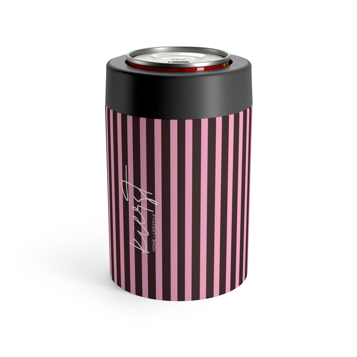 Signature Velvet Noir + Pink Stripes Can Holder