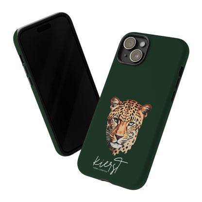 Leopard Head on Signature Midnight Pine iPhone Case | Designed to Stand Out