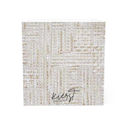 Cream and Gold Tweed Print Note Cube