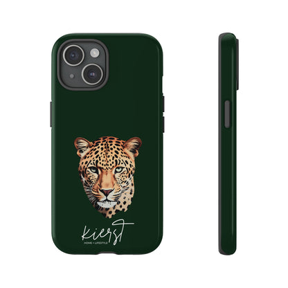 Leopard Head on Signature Midnight Pine iPhone Case | Designed to Stand Out