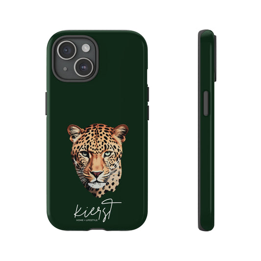 Leopard Head on Signature Midnight Pine iPhone Case | Designed to Stand Out