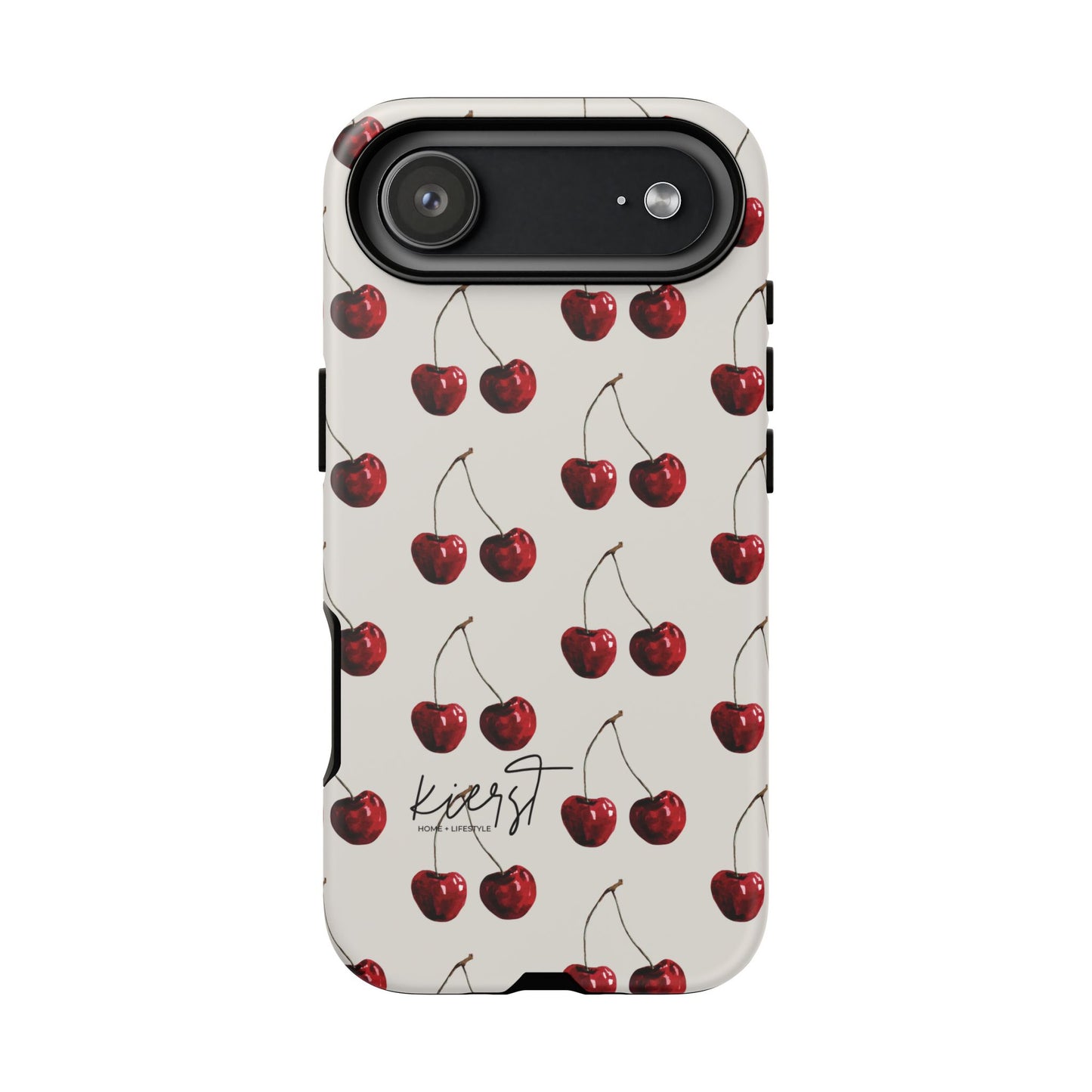 Moody Cherry Stems on White Bone iPhone Case