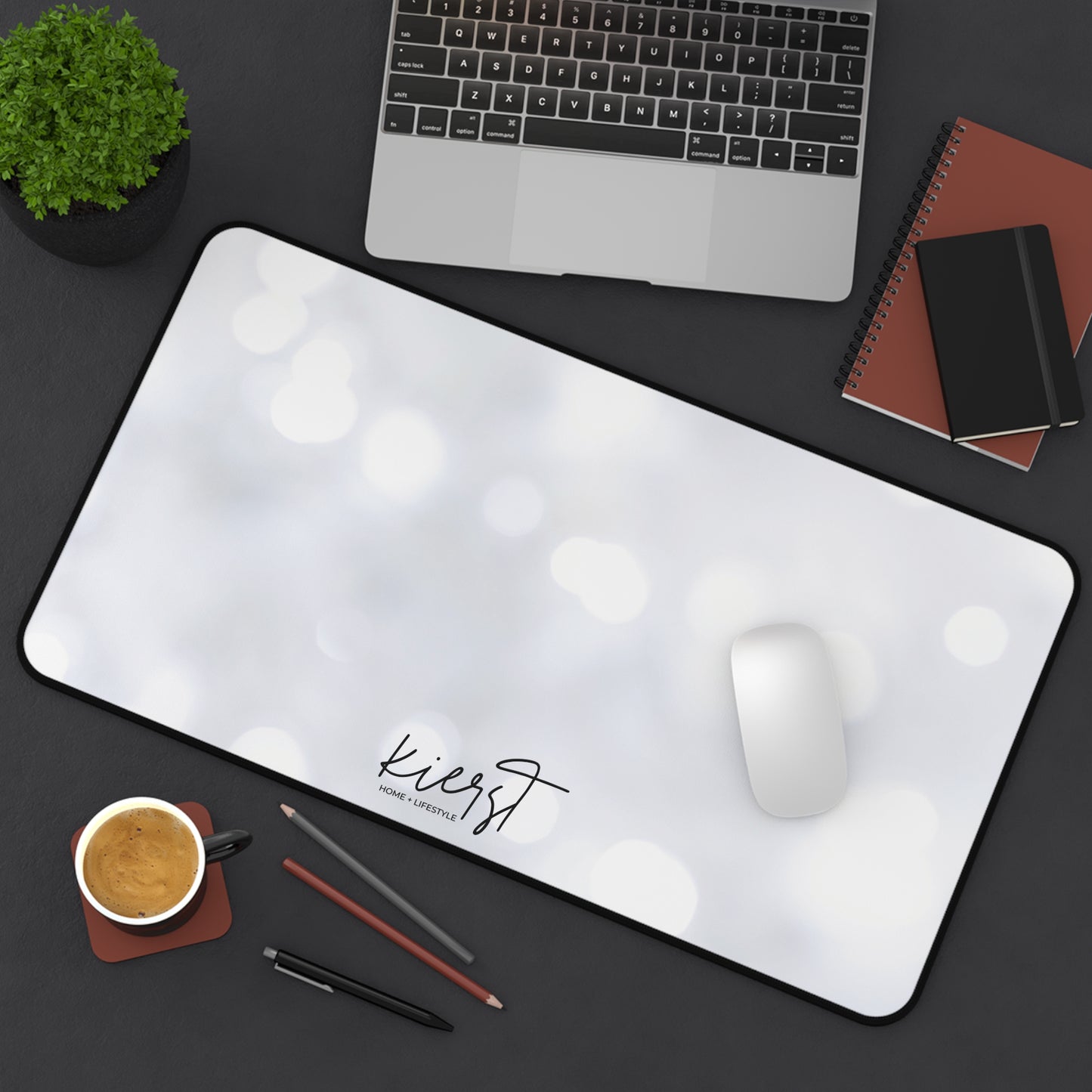White Sparkle Desk Mat