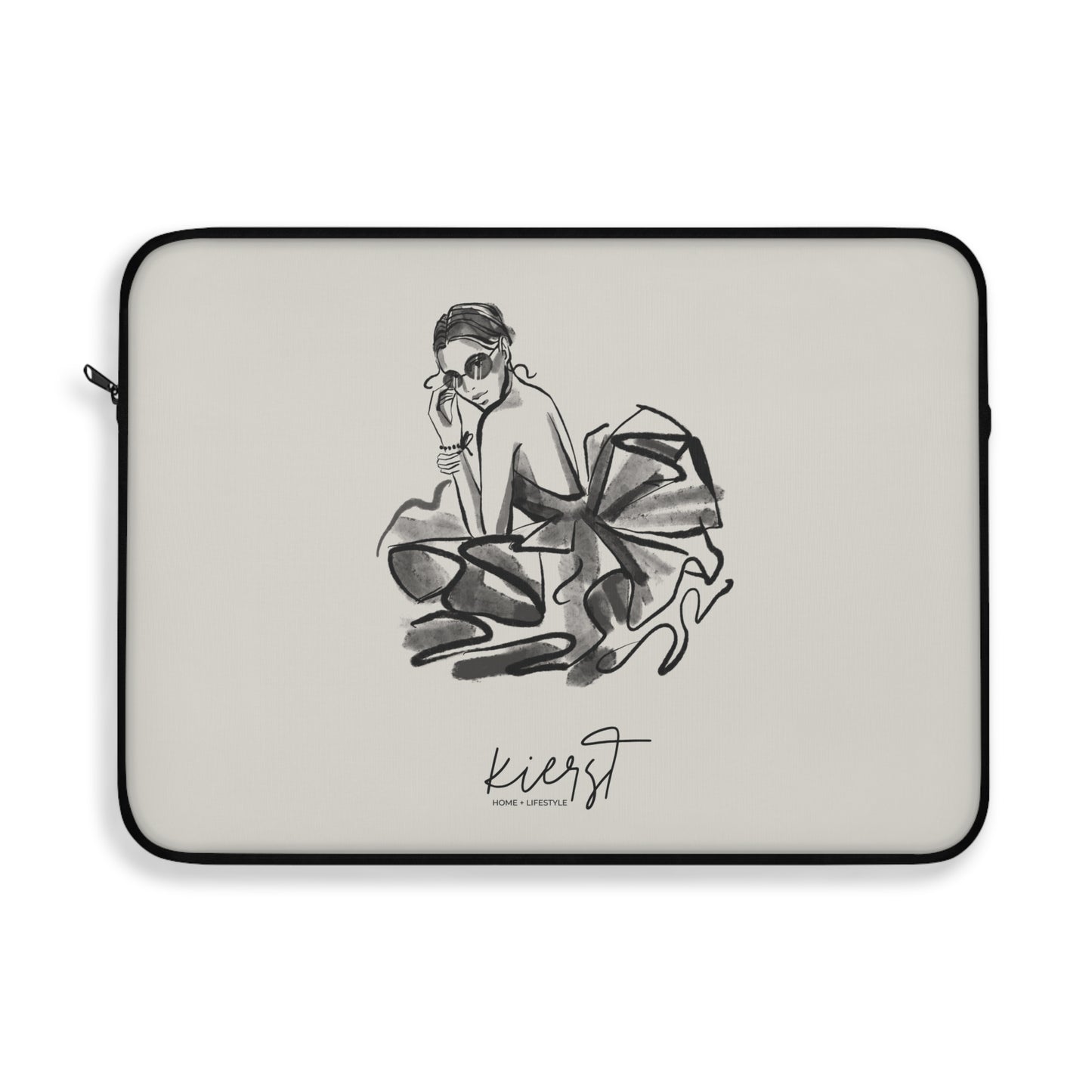 Woman in Tulle Gown Sketch Laptop Sleeve | Minimalist Fashion Illustration for Everyday Elegance