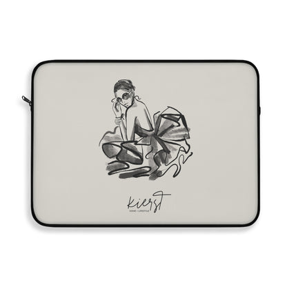 Woman in Tulle Gown Sketch Laptop Sleeve | Minimalist Fashion Illustration for Everyday Elegance