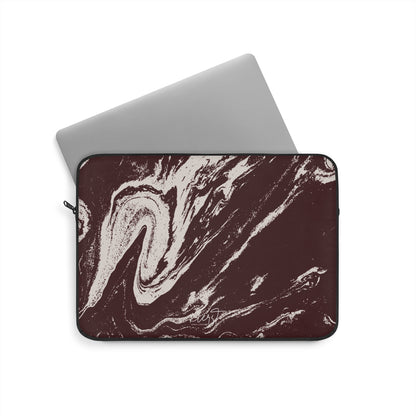 Cream Marble on Signature Velvet Noir Laptop Sleeve