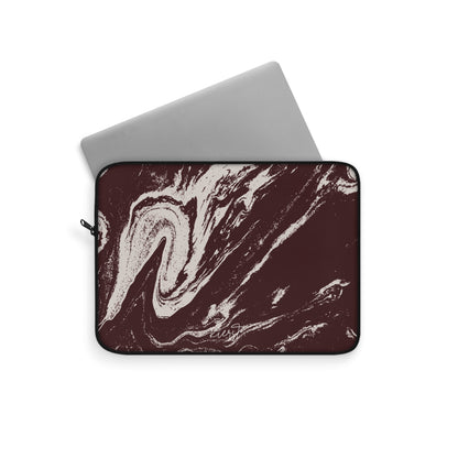 Cream Marble on Signature Velvet Noir Laptop Sleeve