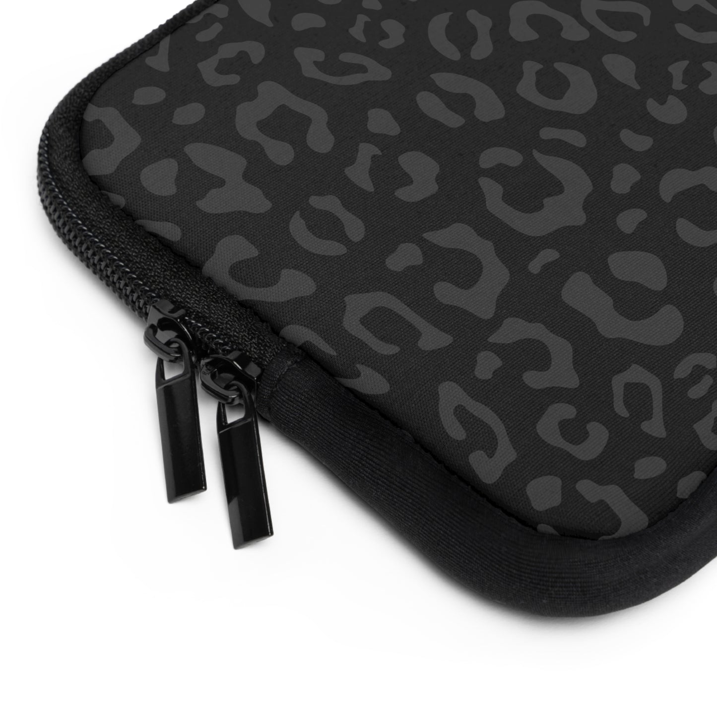 Grey on Black Leopard Laptop Sleeve