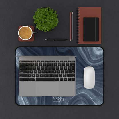 Navy Marble Print Desk Mat