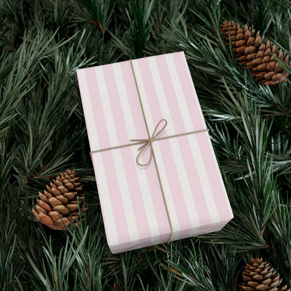 kierst Signature Pink and Cream Striped Wrapping Paper
