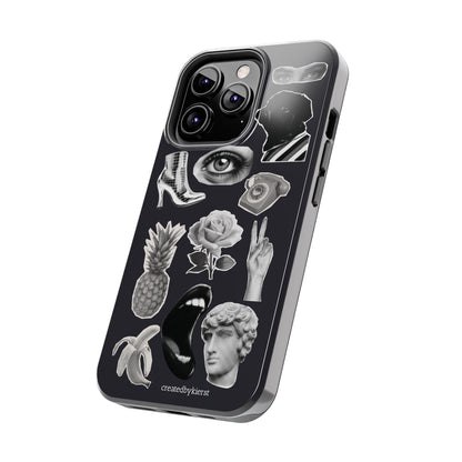 Black & White Vintage Sticker Design iPhone Case